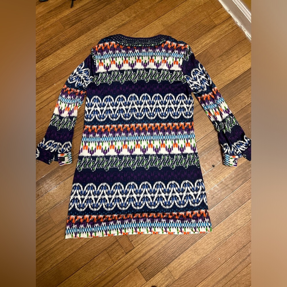 TORY BURCH Multicolor Abstract Stripe Smocked Mini Dress - Picture 2 of 10